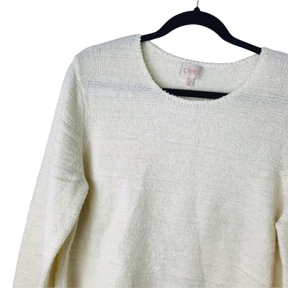 Cleo Knit Cream Scoop Neck Wool blend Pullover jumper sweater women size L - Picture 7 of 11